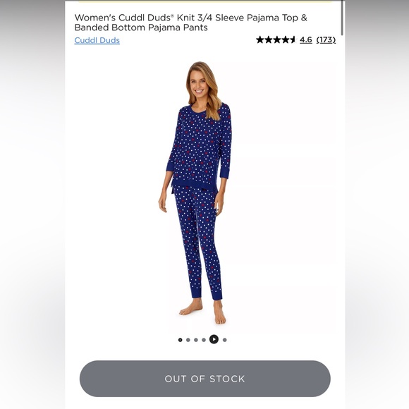 Cuddl Duds® Sz XL Knit 3/4 Sleeve Pajama Top & Banded Pajama Jogger Pants - Picture 1 of 16